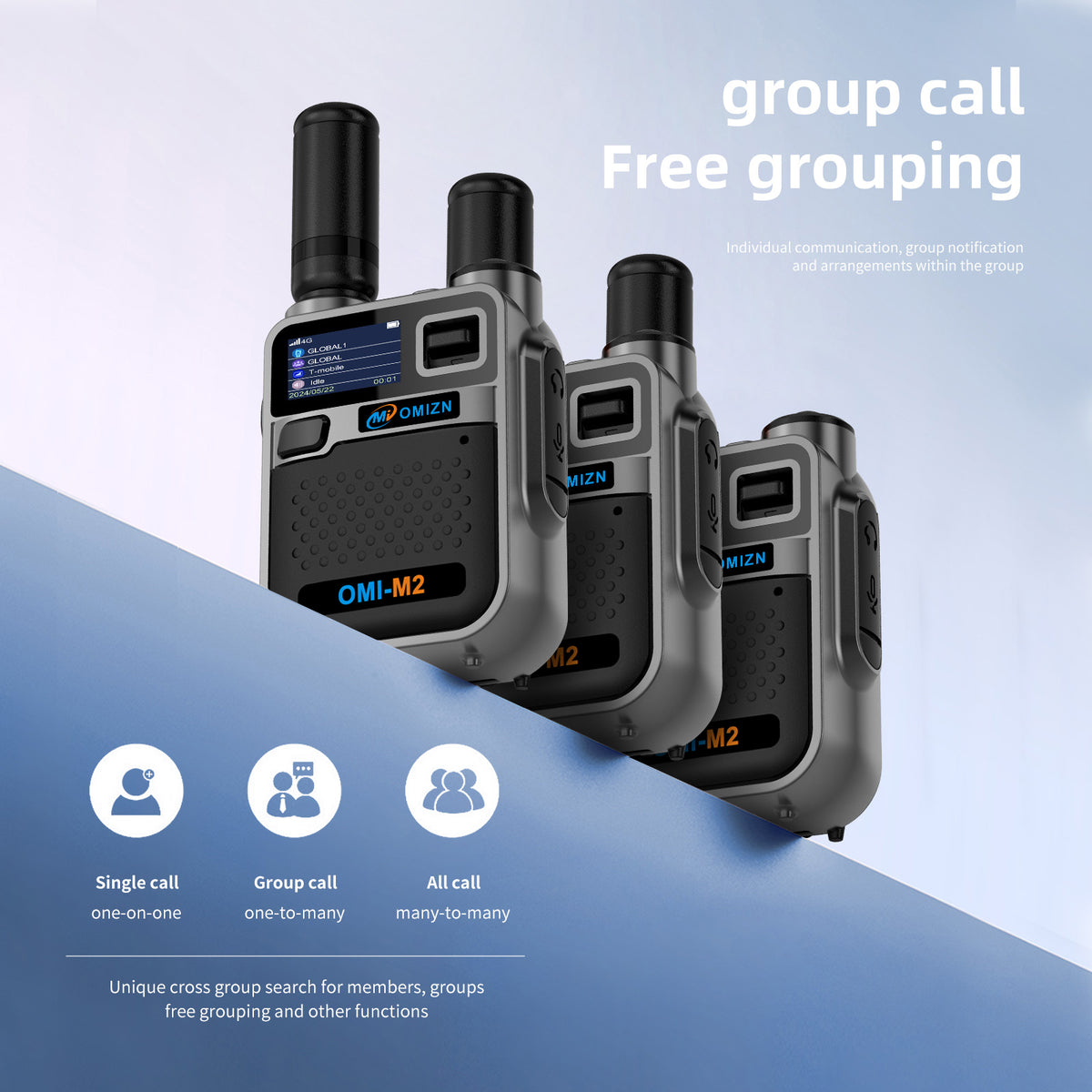 OMIZN M5 Global Walkie Talkie Unlimited Range, 4G LTE PoC Two Way Radio with AES256 Encryption Flashlight for Outdoor