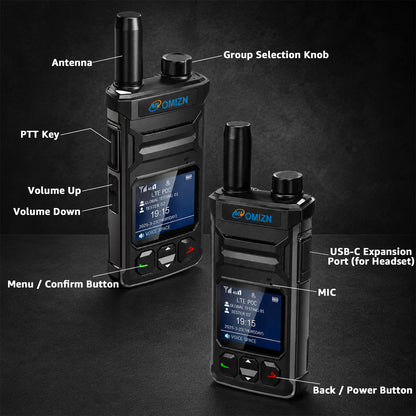 OMIZN T6 4G POC Walkie Talkie with SIM Card Unlimited Range Available Worldwide Cellular